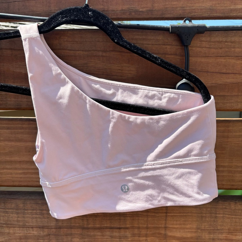 Lululemon One Shoulder Bra Women 6 Pink Excellent Ribbed Light Support Yoga